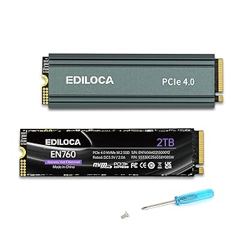 内蔵型SSD EDILOCA EN870 2TB SSD M.2 2280 Amazon.com: Ediloca 2TB SSD NVMe M.2 2280 PCIe Gen4 x4